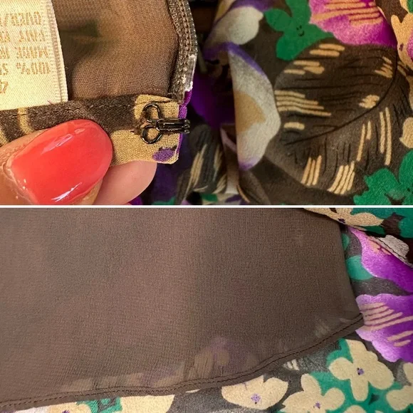 Dana Buchman 100% Silk Vintage Bias-Cut Floral Midi Skirt Size 4 Y2K Late 90s - Picture 8 of 12